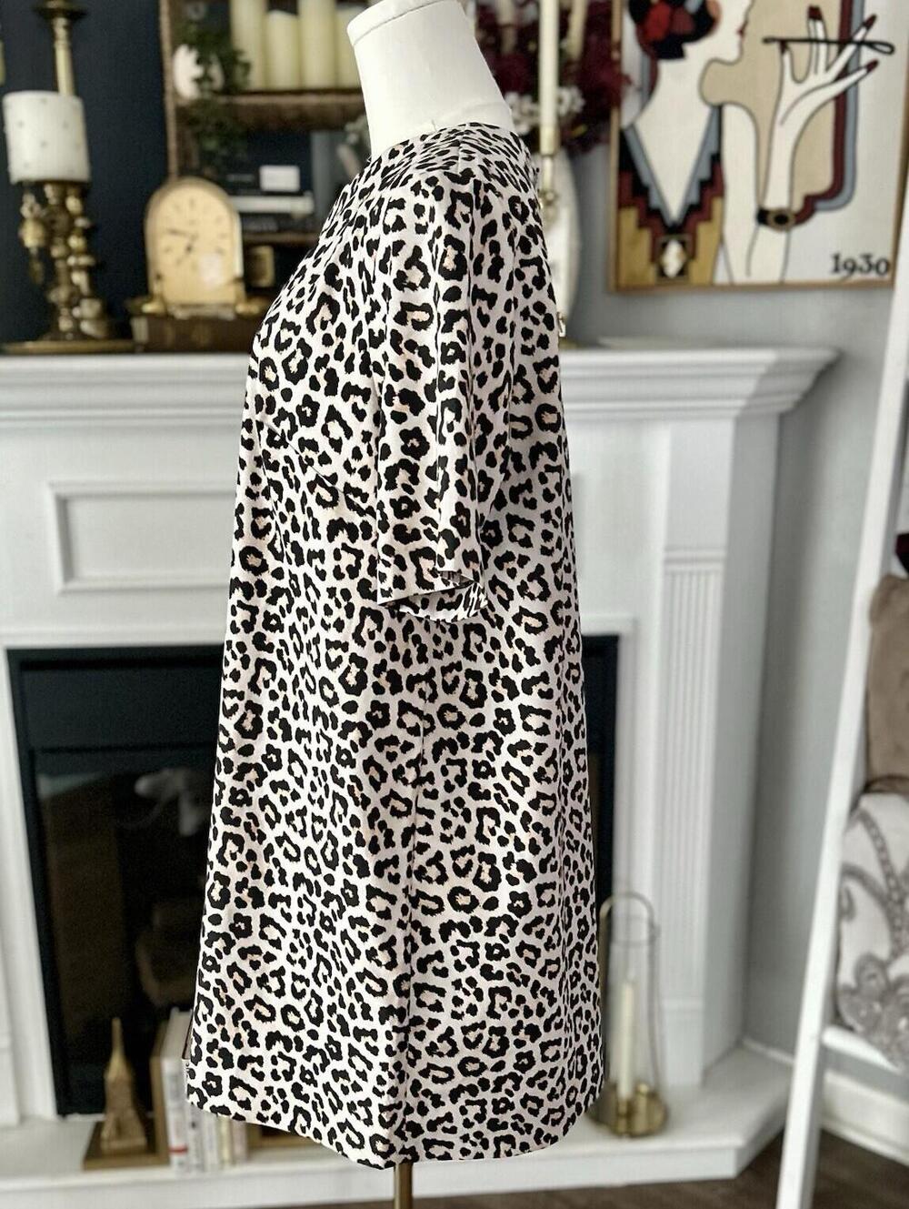 H&M Short-Sleeved Leopard Print Shift Dress Women’s Size Medium - Picture 6 of 9